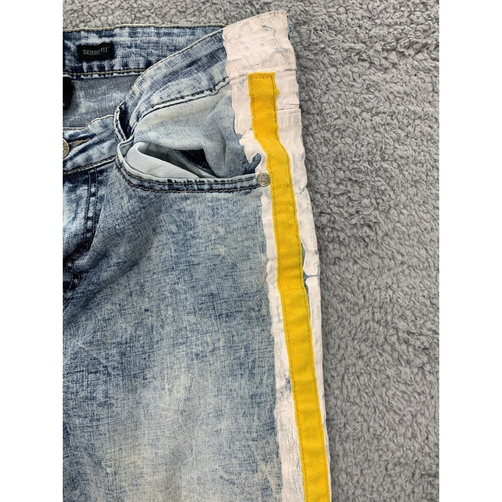 WAIMEA Skinny Fit Painted Seam Wearable Art-to-Wear Emo Grunge Punk Denim Jeans - Picture 3 of 12